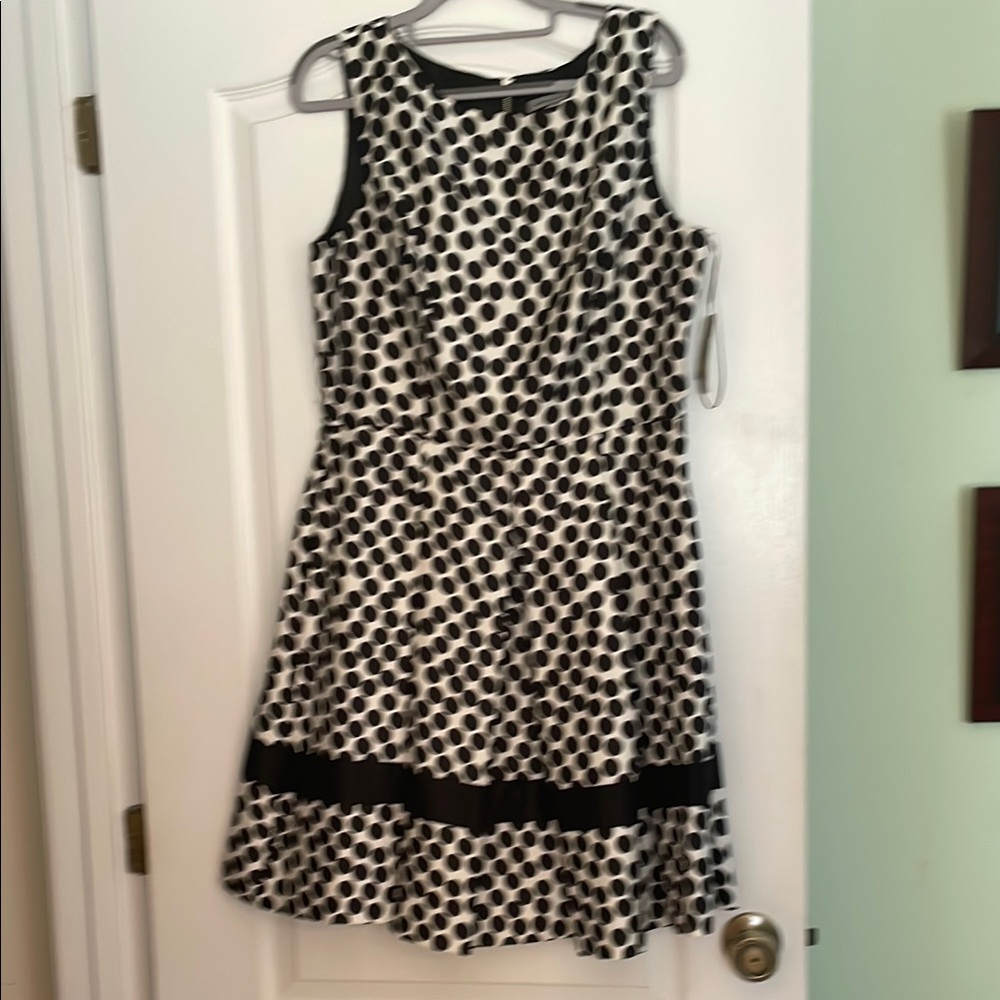 Danny & Nicole Black and White Polka Dot Midi Dress